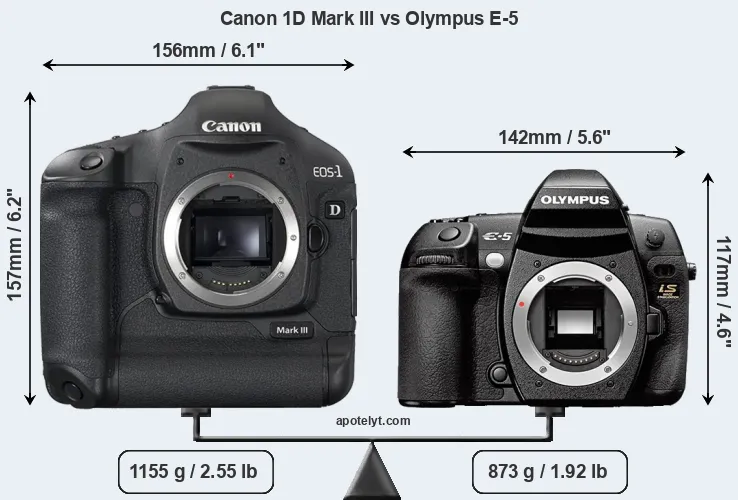 Size Canon 1D Mark III vs Olympus E-5