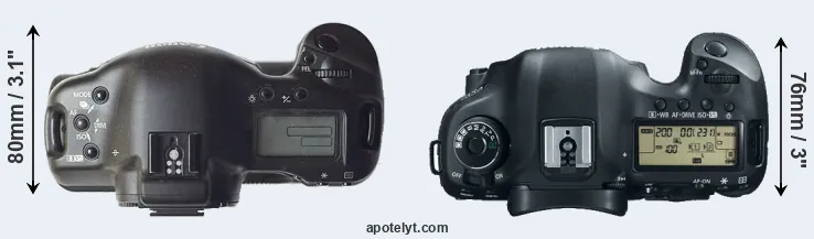 Compare 1D versus 5D Mark III top