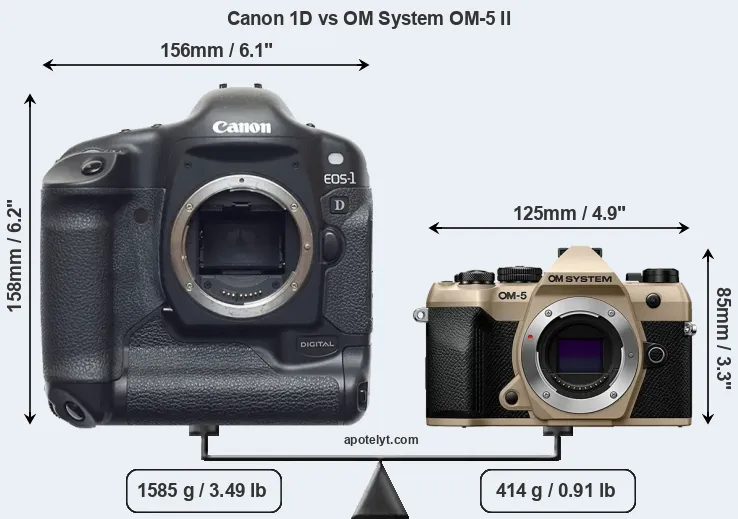 Size Canon 1D vs OM System OM-5 II