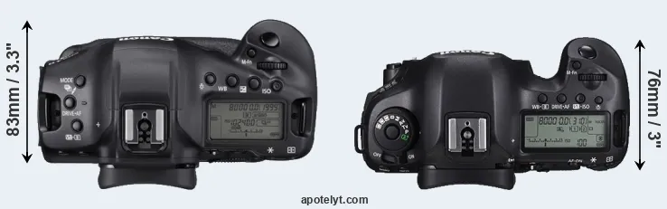 Compare 1DX Mark III versus 5DS top
