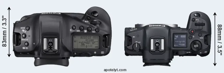 Compare 1DX Mark III versus R5 top