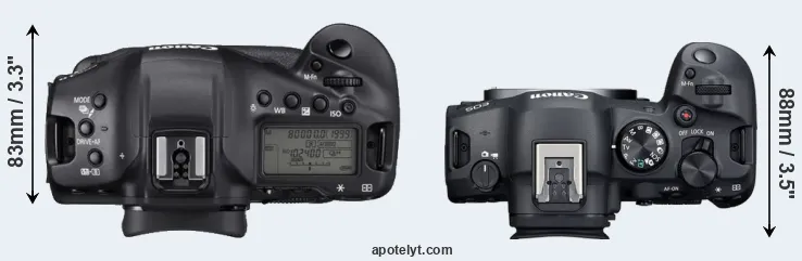 Compare 1DX Mark III versus R6 Mark II top