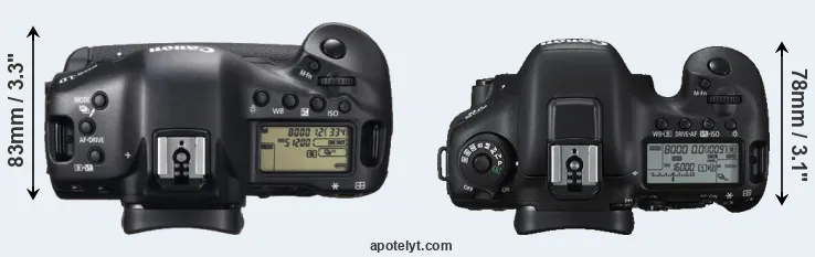 Compare 1DX versus 7D Mark II top