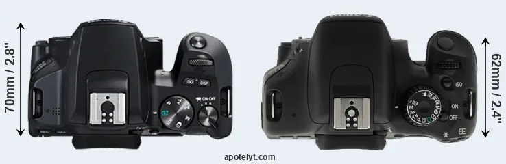 Compare 250D versus T2i top