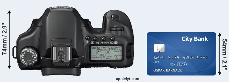 40D versus credit card top view