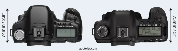 Compare 50D versus 5D Mark II top
