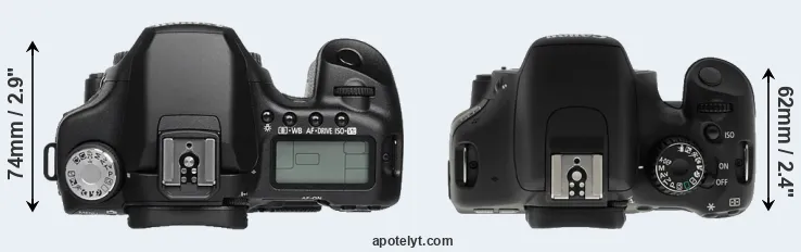 Compare 50D versus T2i top