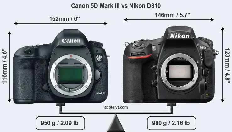 Size Canon 5D Mark III vs Nikon D810