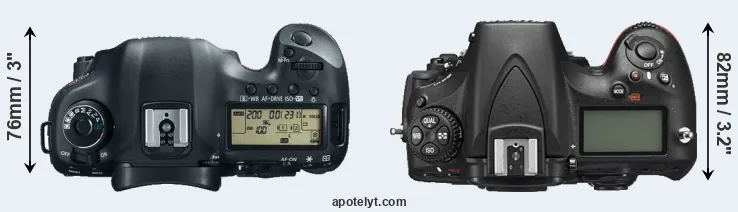 Compare 5D Mark III versus D810 top