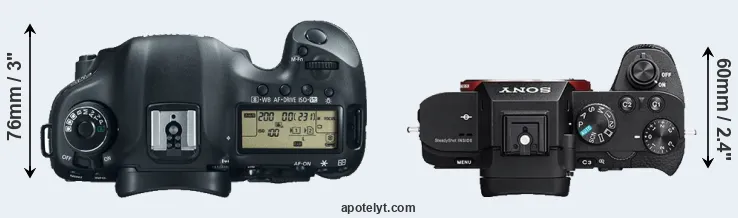 Compare 5D Mark III versus A7 II top