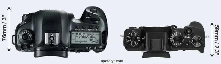 Compare 5D Mark IV versus X-T3 top