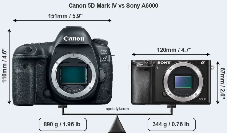 Size Canon 5D Mark IV vs Sony A6000