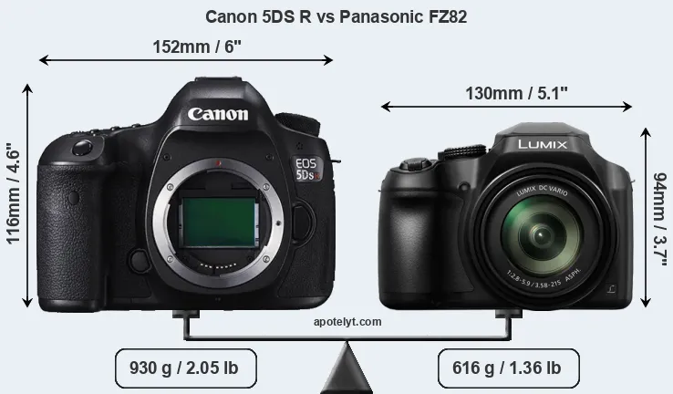 Size Canon 5DS R vs Panasonic FZ82