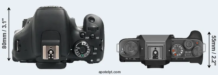 Compare 600D versus X-T200 top