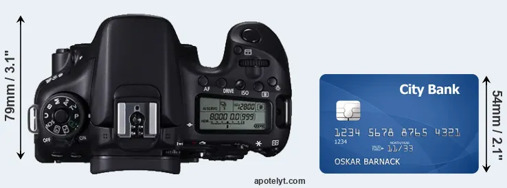 70D versus credit card top view