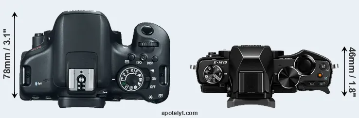 Compare 750D versus E-M10 top