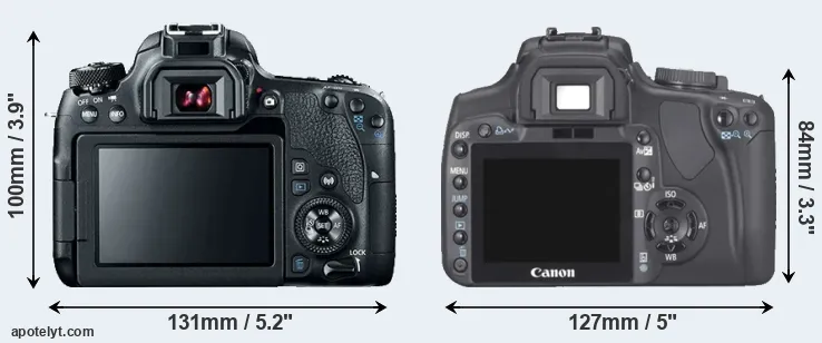 Comparison 77D or XTi rear