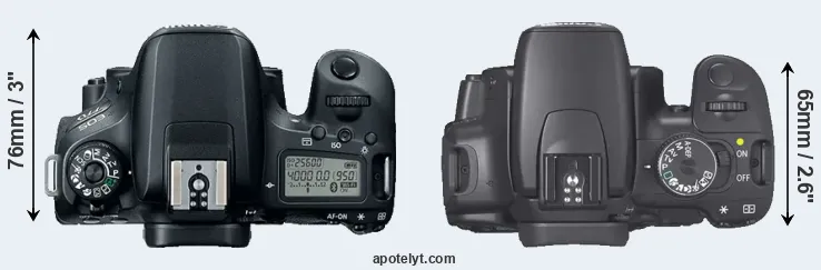 Compare 77D versus XTi top
