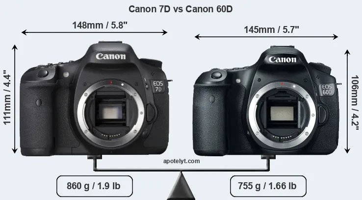Size Canon 7D vs Canon 60D