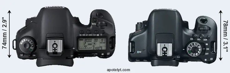 Compare 7D versus T6i top