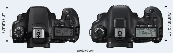 Compare 90D versus 7D Mark II top