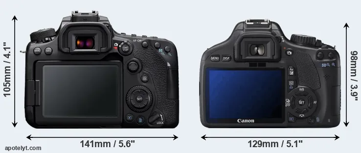 Comparison 90D or T2i rear