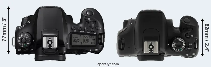 Compare 90D versus T2i top