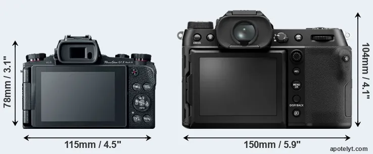 Comparison G1X Mark III or GFX 50S II rear