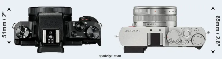 Compare G1X Mark III versus D-LUX 7 top