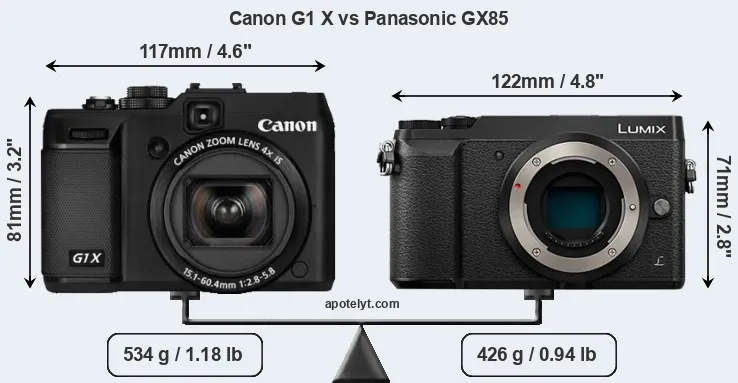 Size Canon G1 X vs Panasonic GX85