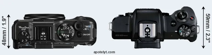 Compare G12 versus M50 Mark II top