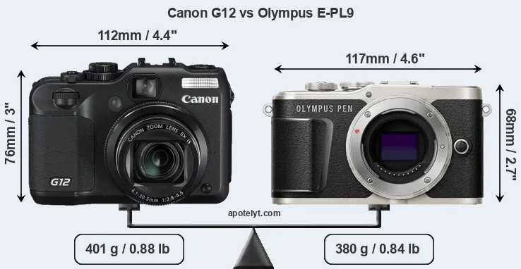 Size Canon G12 vs Olympus E-PL9