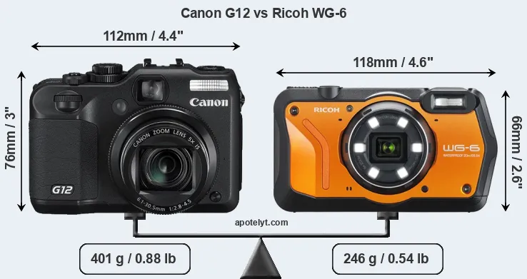 Size Canon G12 vs Ricoh WG-6