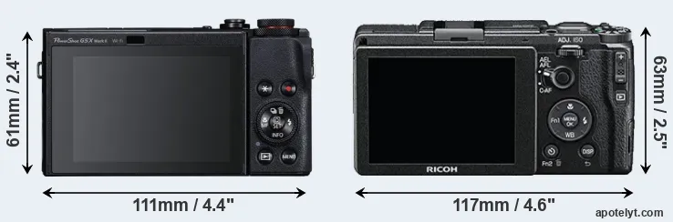 Comparison G5X Mark II or GR II rear