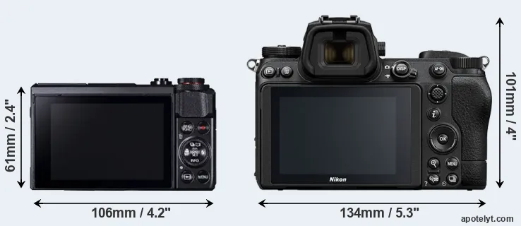 Comparison G7X Mark II or Z6 II rear
