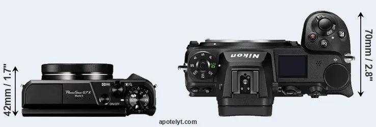 Compare G7X Mark II versus Z6 II top