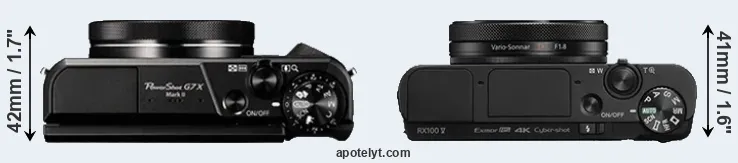 Compare G7X Mark II versus RX100 V top