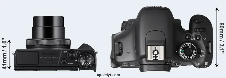 Compare G7X Mark III versus T3i top