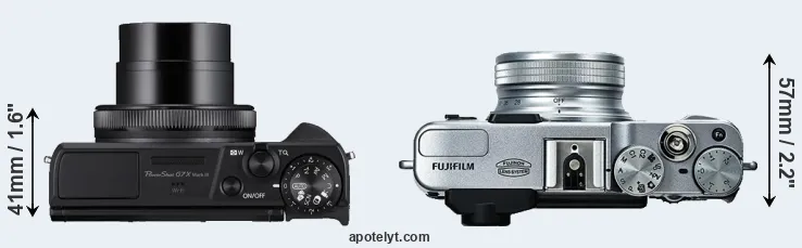 Compare G7X Mark III versus X20 top