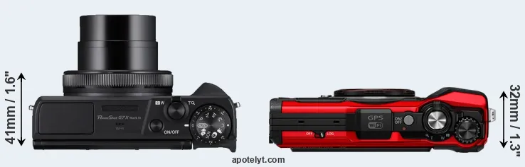 Compare G7X Mark III versus TG-6 top
