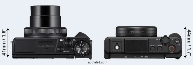Compare G7X Mark III versus ZV-1 top