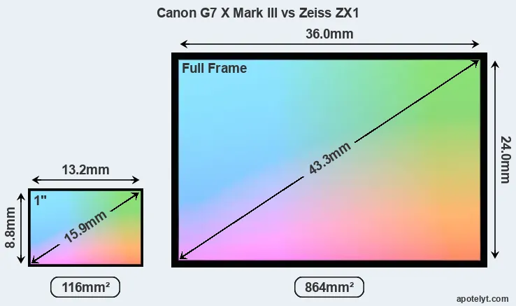 Canon G7 X Mark III and Zeiss ZX1 sensor measures