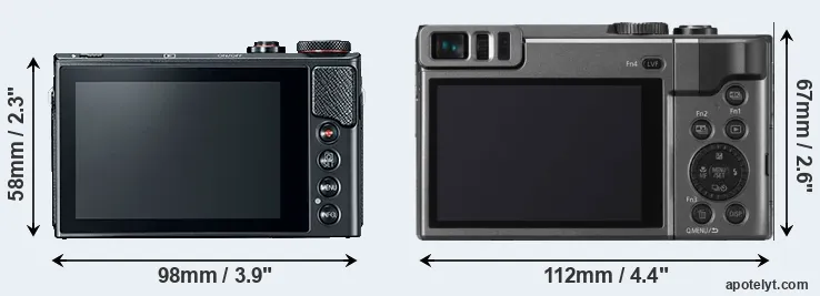 Comparison G9X Mark II or TZ90 rear