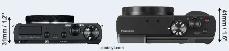 Compare G9X Mark II versus TZ90 top