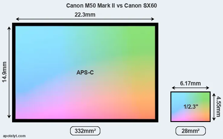 Canon M50 Mark II and Canon SX60 sensor measures