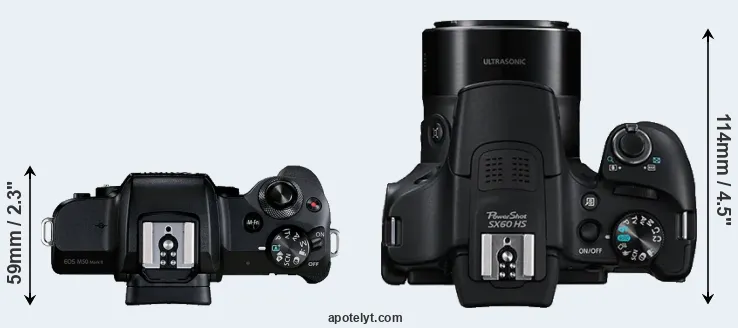 Compare M50 Mark II versus SX60 top