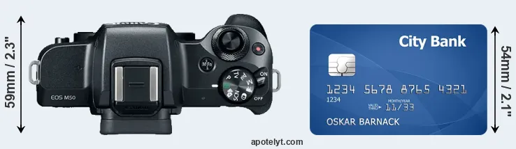 M50 versus credit card top view