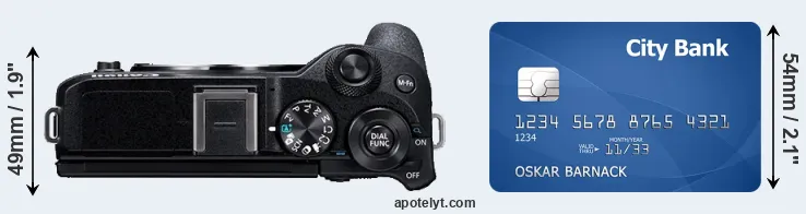 M6 Mark II versus credit card top view