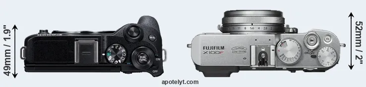 Compare M6 Mark II versus X100F top