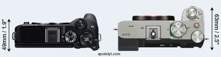 Compare M6 Mark II versus A7C II top